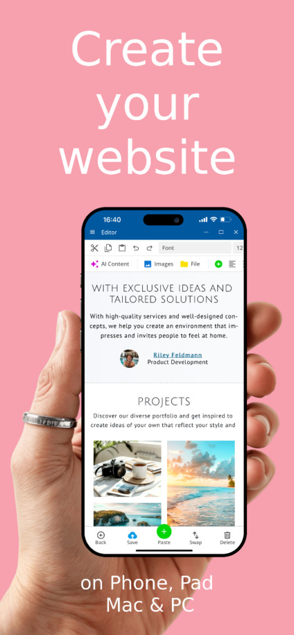 اپلیکیشن ساز وبسایت - ایجاد وبسایت از طریق اپ روی iOS و Android – نمای گوشی