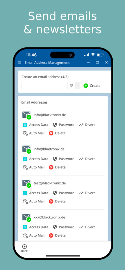 ارسال خبرنامه و ایمیل از طریق اپ – نمای موبایل