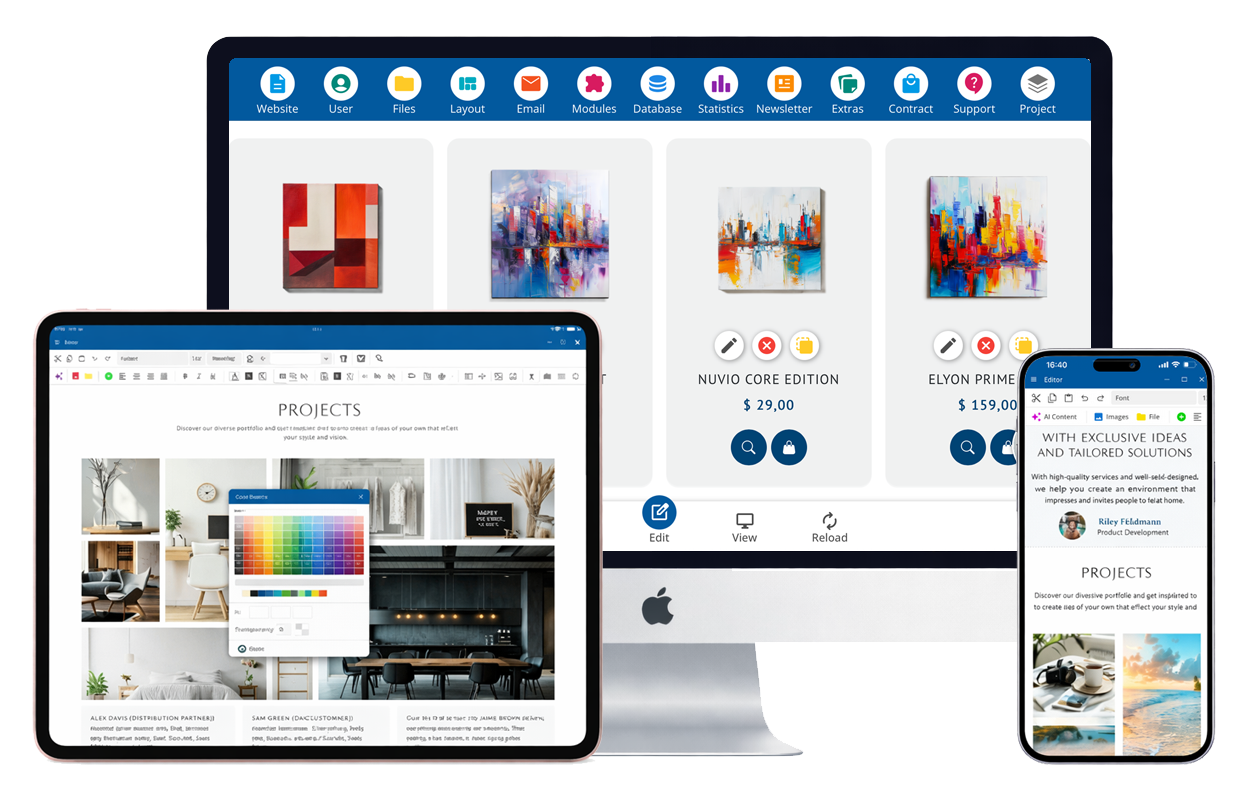 bluetronix CMS - PC, Mac, Pad, Phone